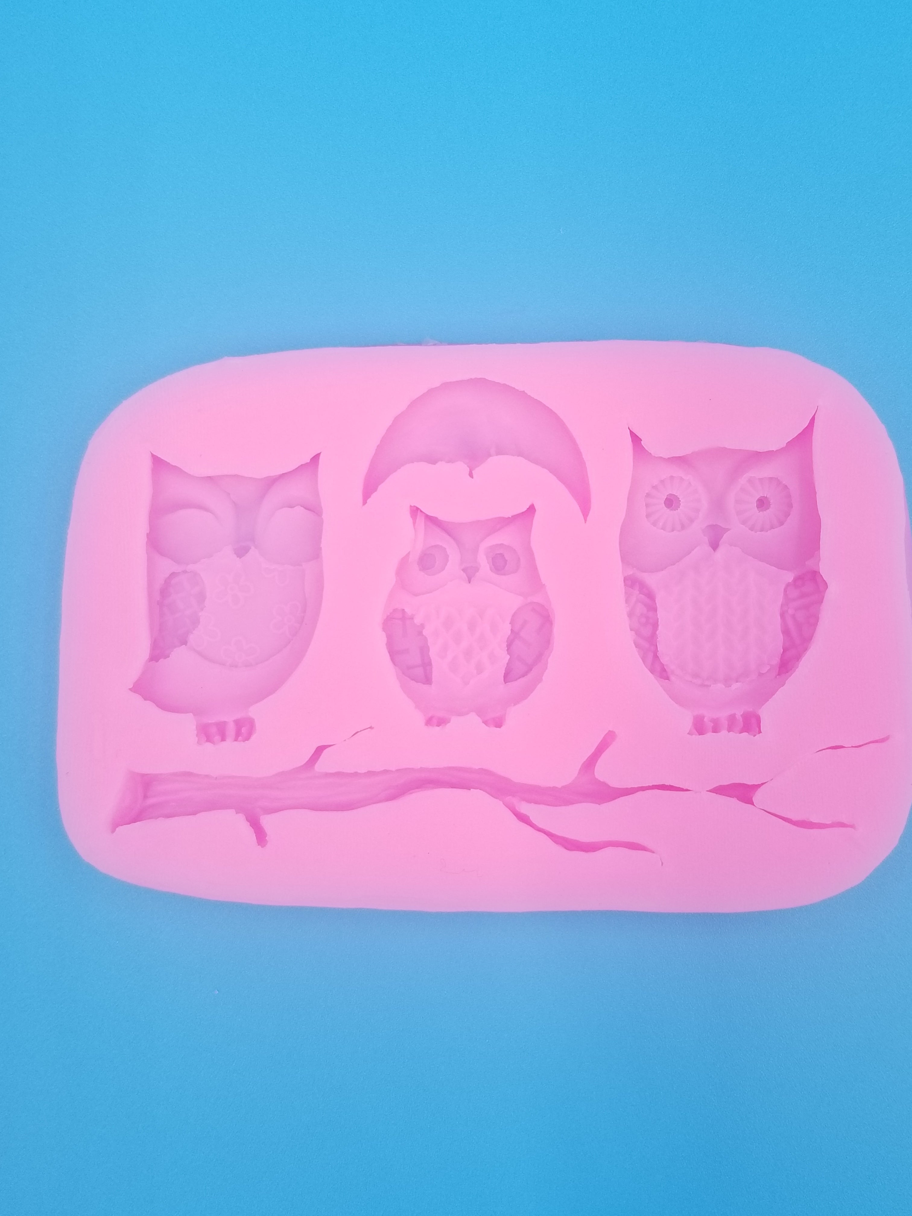 Owl and Moon Silicone Mold - Food Safe - Chocolate - Fondant