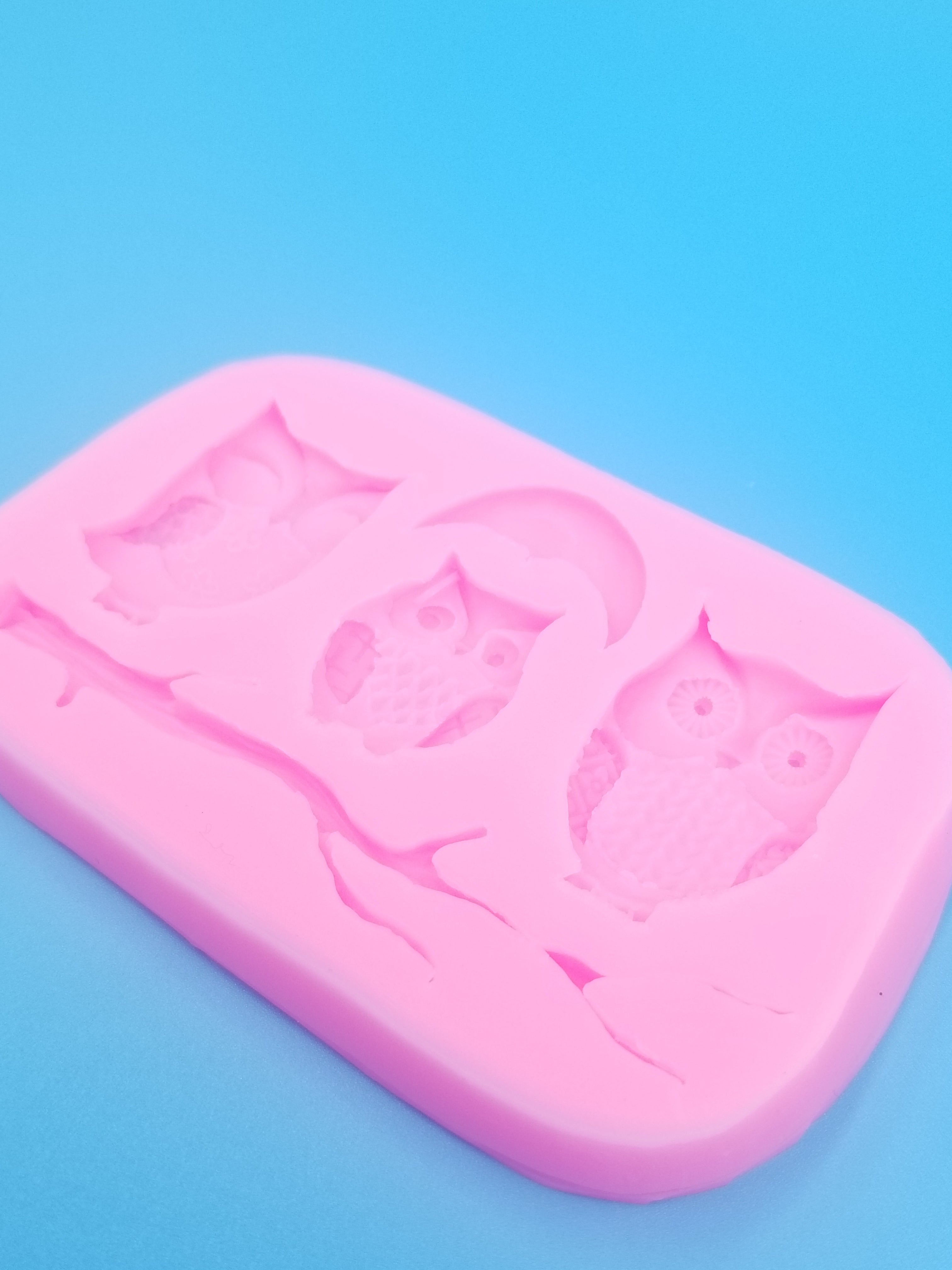 Owl and Moon Silicone Mold - Food Safe - Chocolate - Fondant